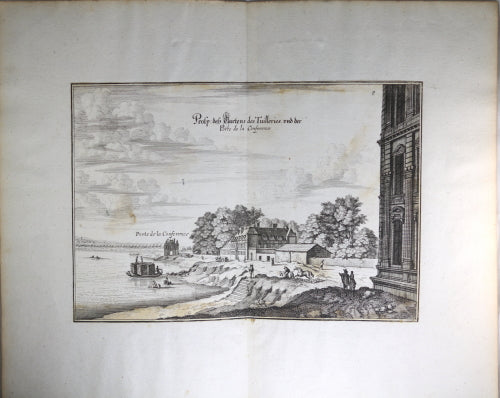Gravure Jardins des Tuileries Paris France par Merian c. 1660