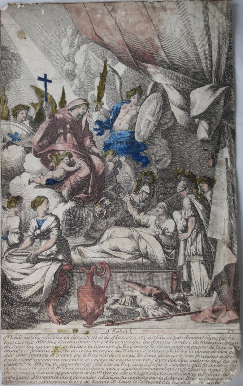 Gravure XVIIIeme du mort de St Louis (Roi Lous IX)