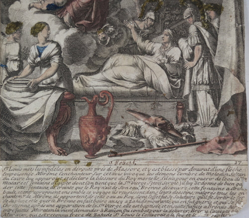 Gravure XVIIIeme du mort de St Louis (Roi Lous IX)