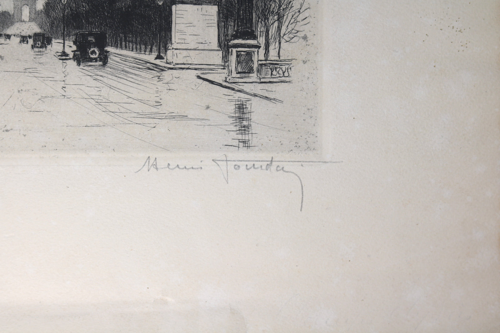 Gravure du Champs Elysée Paris, par Henri Jourdain @1920