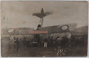 Guerre 14-18 France carte postale photo biplan Allié écrasé dans champ
