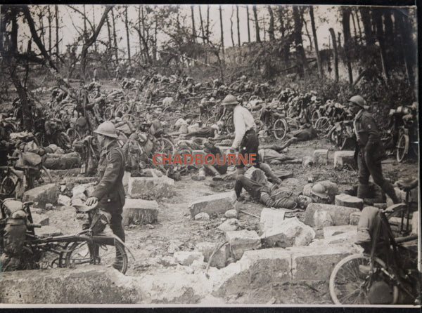 Guerre 14-18 France photo bicyclettes et soldats français