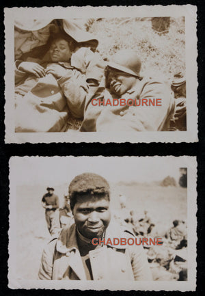 Guerre 39-45 deux photos PDG coloniaux en campement à Béthune c.1940