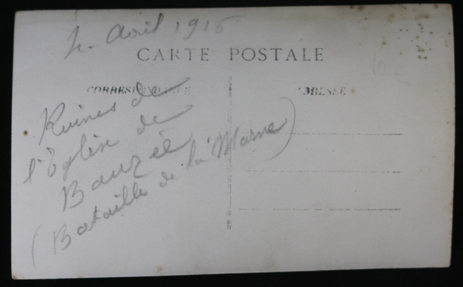 Guerre 14-18 CPA photo 1916 ruines de l’église de Beauzée (Meuse)