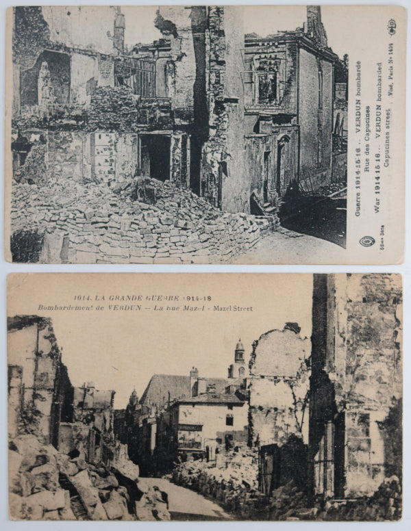 Guerre 14-18 France 4 cartes postales avec photos ruines (1914-18)