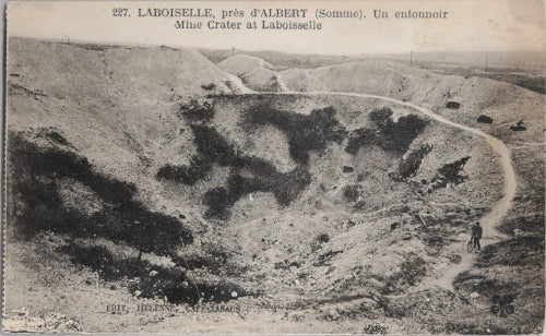 Guerre 14-18 carte postale, photo entonnoir à La Boisselle (Somme)