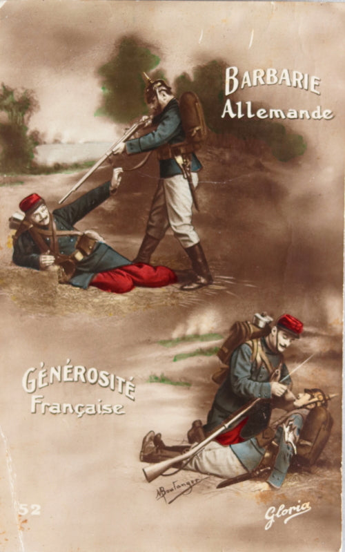 Guerre 14-18 carte propagande français « Barbarie Allemande » c. 1914