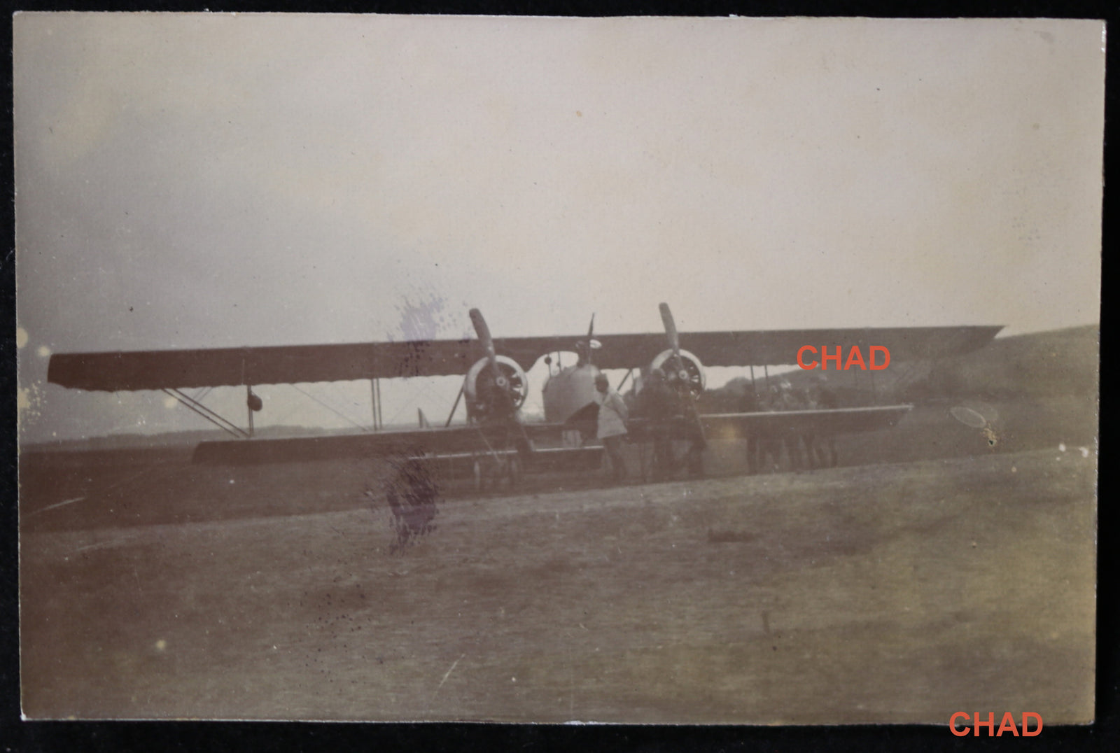 Guerre 14-18 deux photos biplan Caudron à l’aérodrome Villers-Allerand