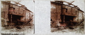 Guerre 14-18 deux photos tank détruits photo stéréo sur verre (WW1)