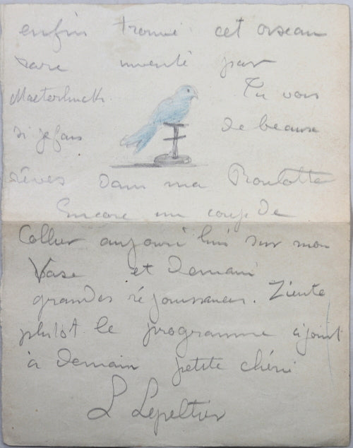 Guerre 14-18 lettre artiste Leon Lepeltier avec dessins Juillet 1917
