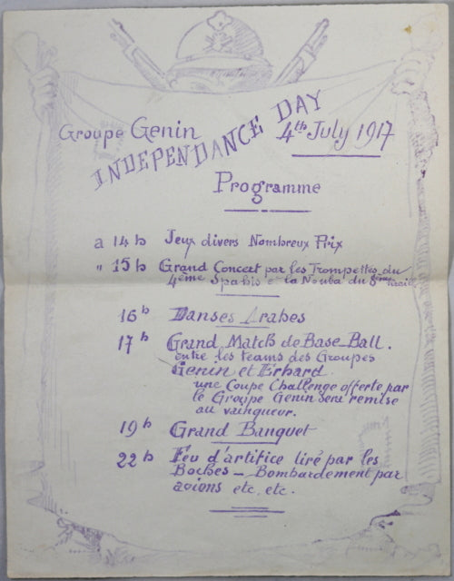 Guerre 14-18 lettre artiste Leon Lepeltier avec dessins Juillet 1917