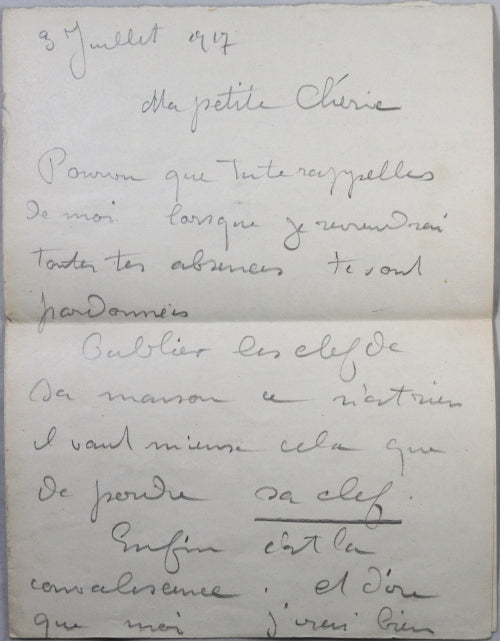 Guerre 14-18 lettre artiste Leon Lepeltier avec dessins Juillet 1917
