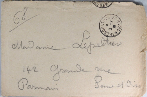 Guerre 14-18 lettre artiste Leon Lepeltier avec dessins Juillet 1917