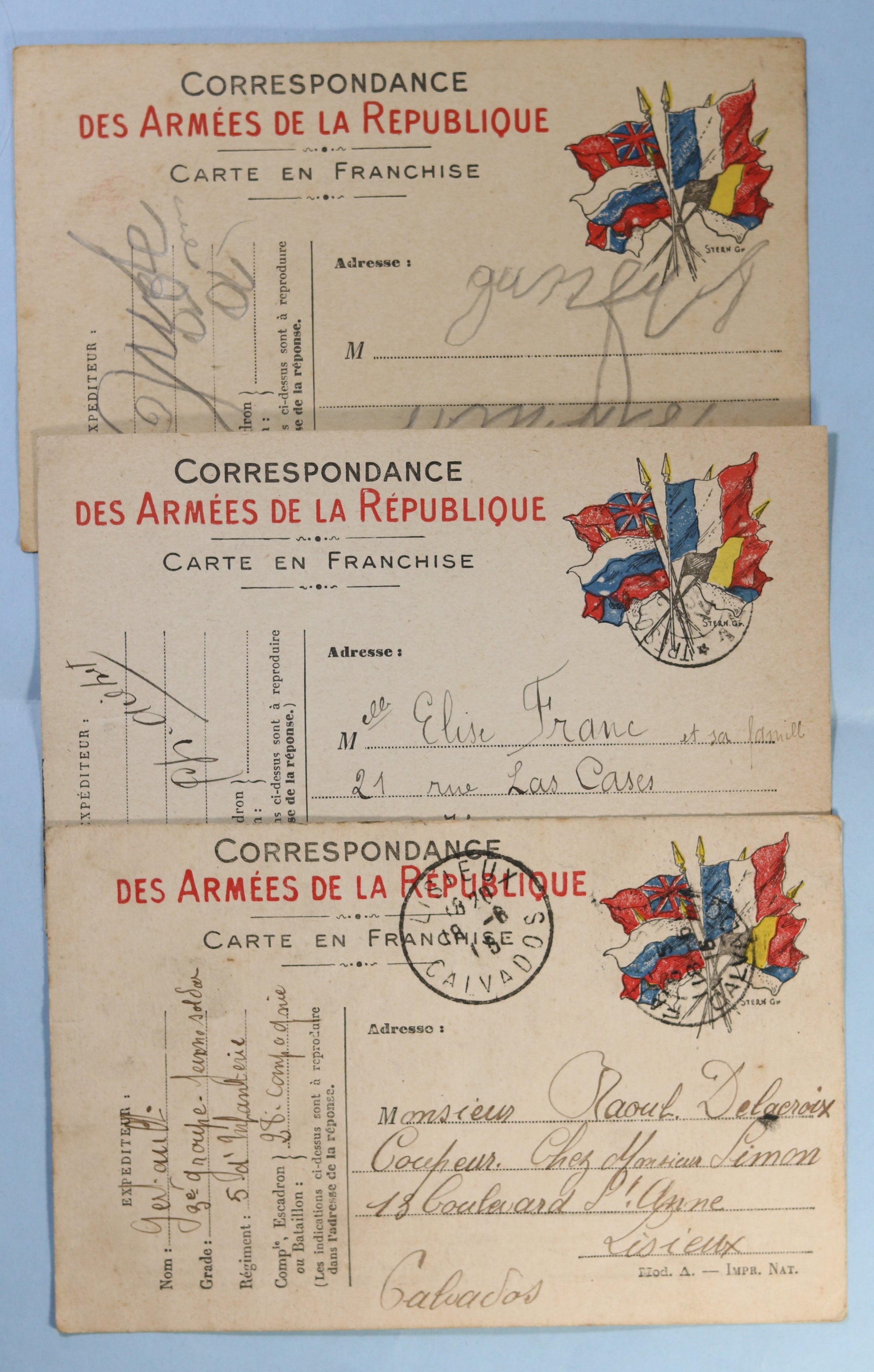 Guerre 14-18 lot de 10 CP ‘Correspondance des Armées de la Republique’