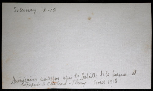 Guerre 14-18 photo, Américains cantonnés Esternay, après bataille 1918