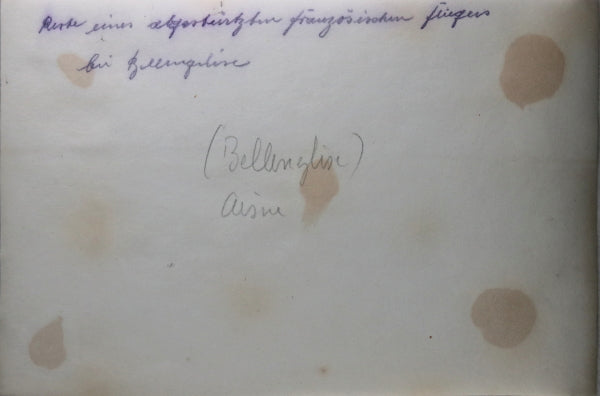 Guerre 14-18 photo avion français abattu près Bellenglise (Aisne)