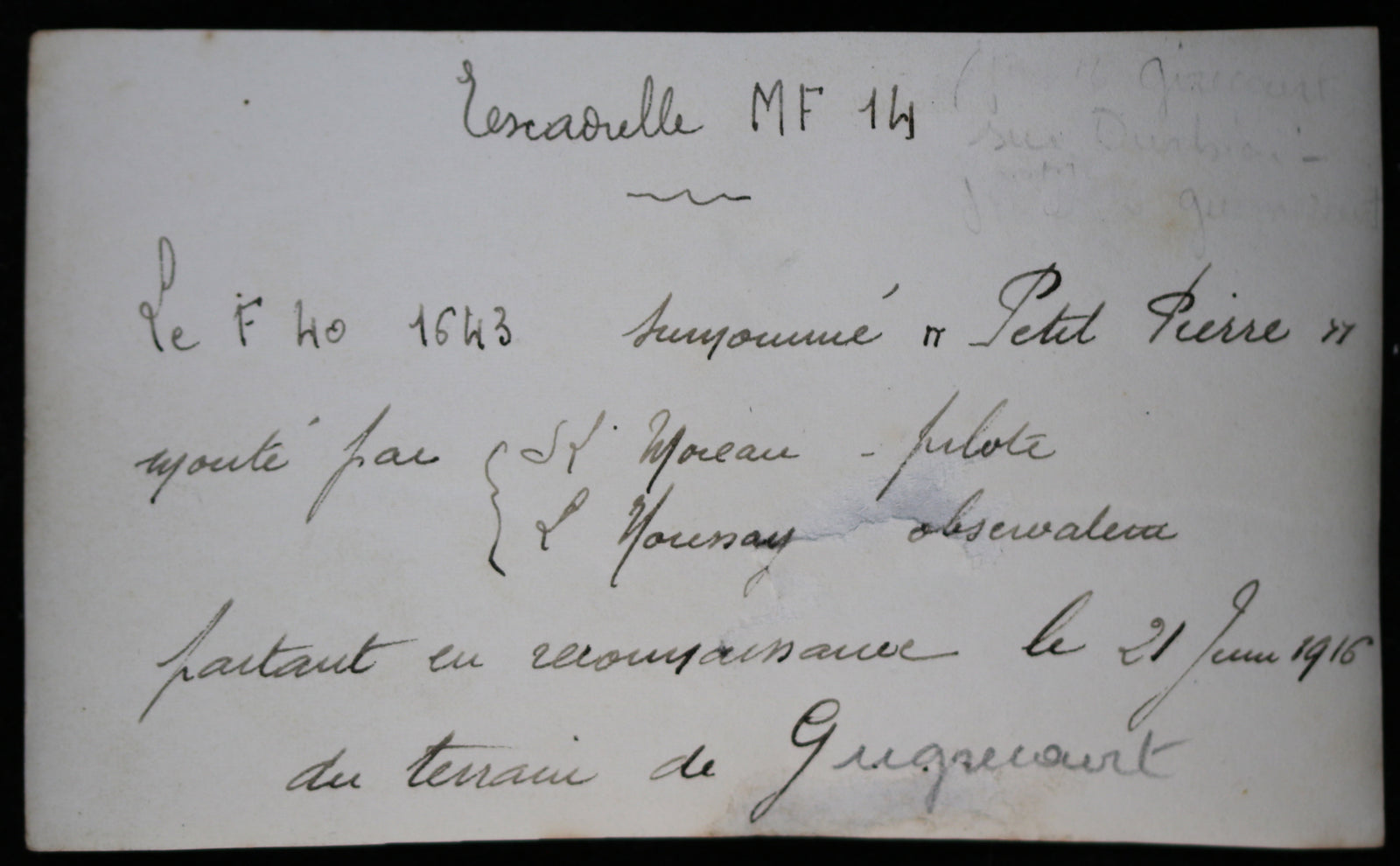 Guerre 14-18 photo décollage avion F40 de l’escadrille MF 14 - 1916