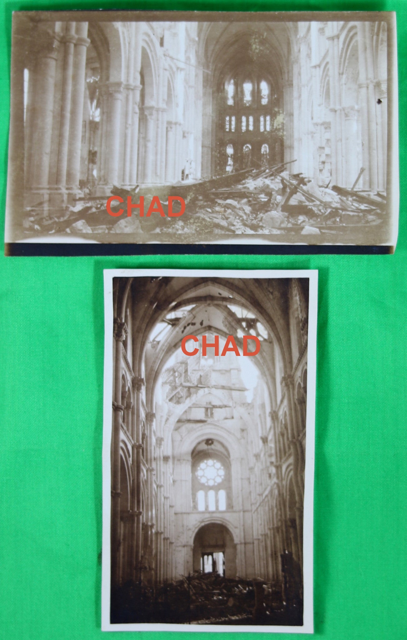 Guerre 14-18 quatre photos ruines église St. André Reims 1917-18