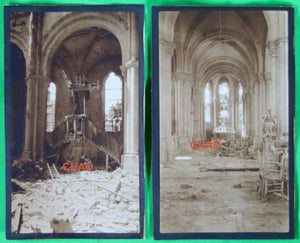 Guerre 14-18 quatre photos ruines église St. André Reims 1917-18