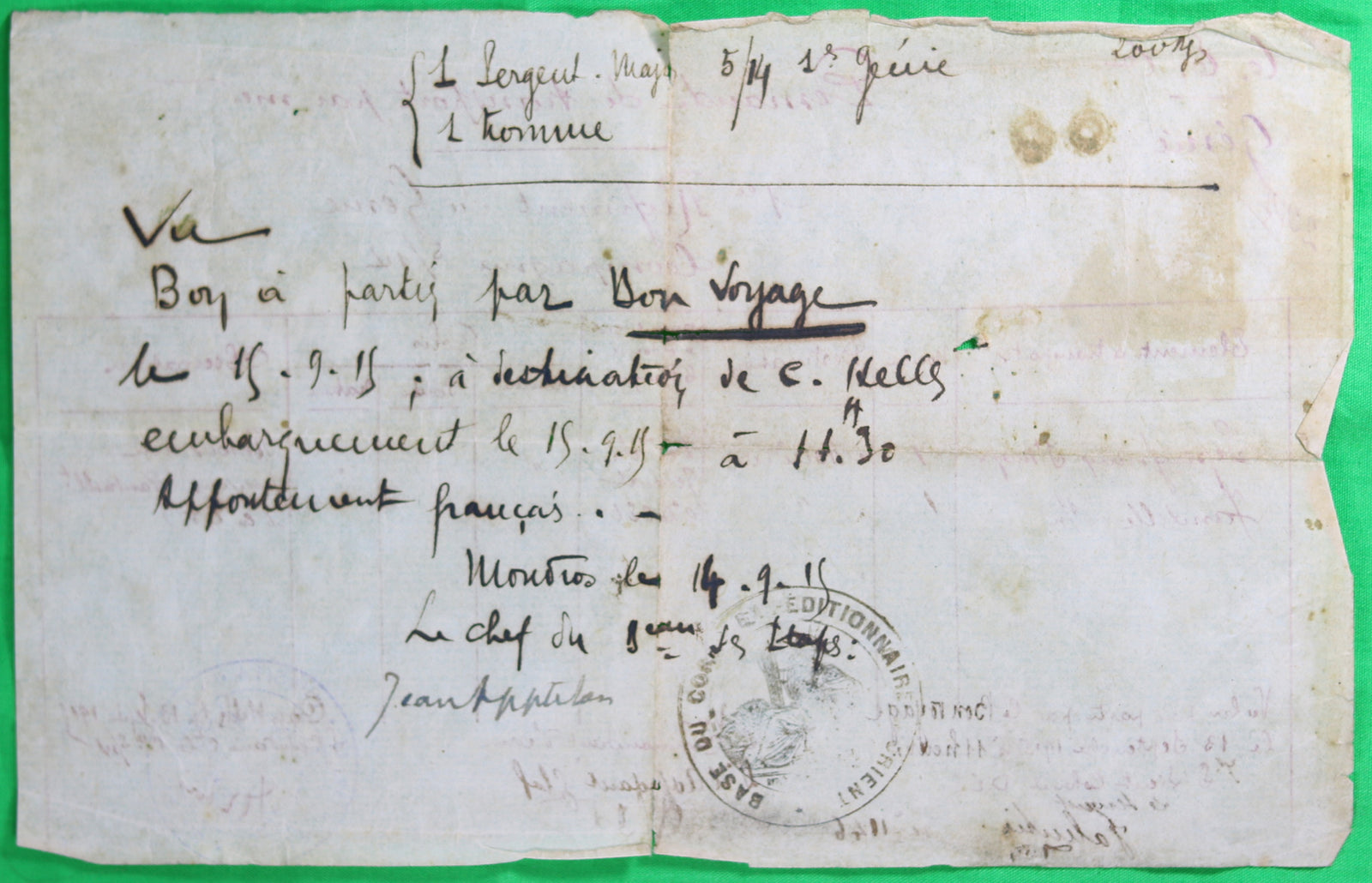 Guerre 14-18 transport par mer, 1er Régiment Genie aux Dardanelles Compagnie 4/15