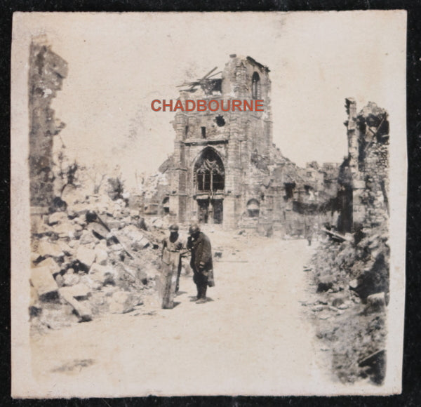 Guerre 14-18, trois photos ruines de l'église de Commercy (Meuse)