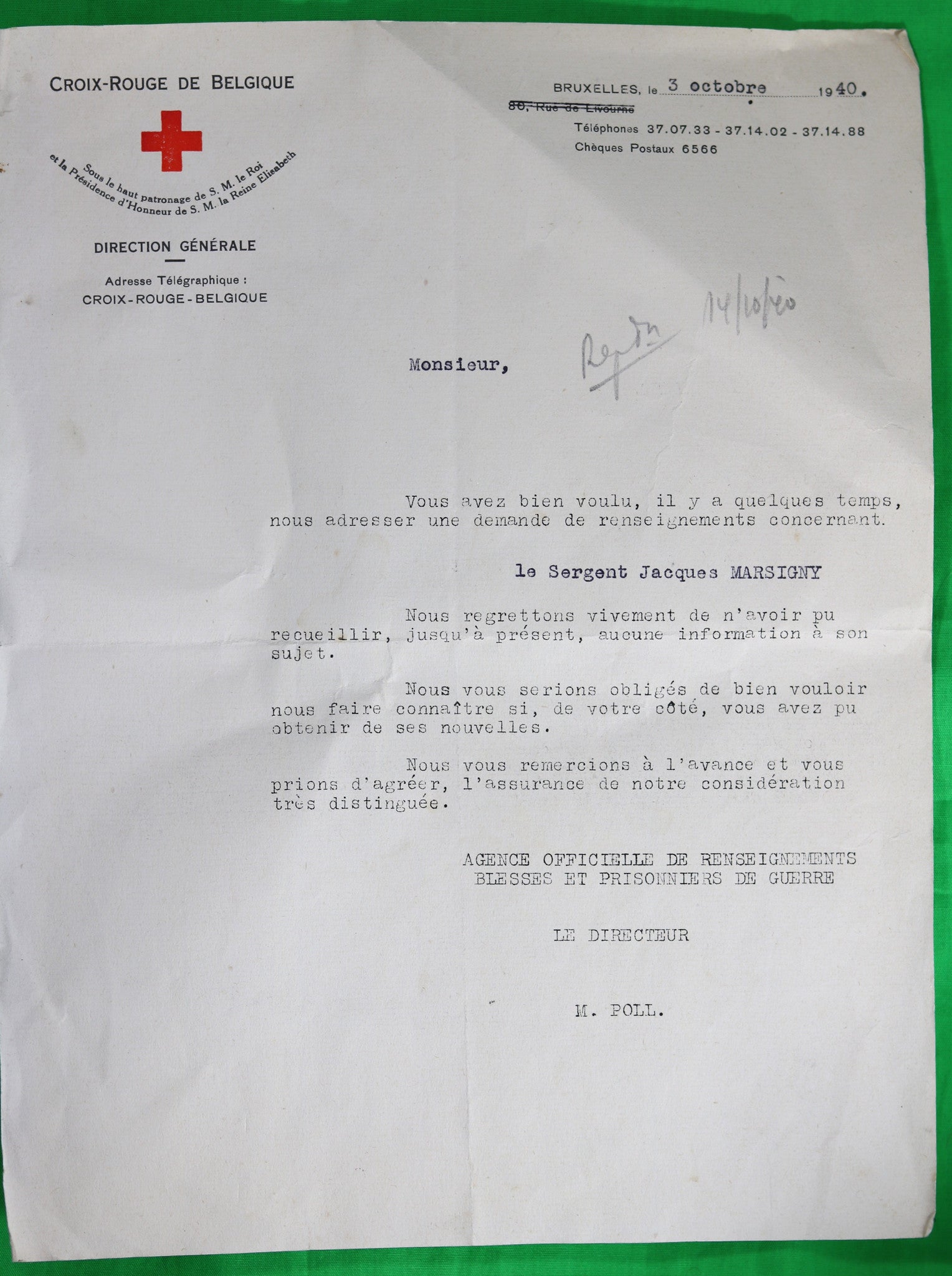 Guerre 39-45 lot de trois papiers concernant soldat Belge, prisonnier de guerre