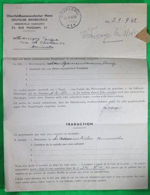Guerre 39-45 lot de trois papiers concernant soldat Belge, prisonnier de guerre