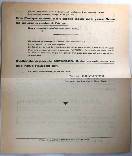 Guerre 39-45 propagande “L’Angleterre ennemie de l’Europe”