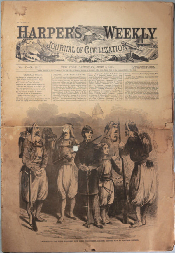 Harper’s Weekly June 8, 1861 – beginning of Civil War + Homer print