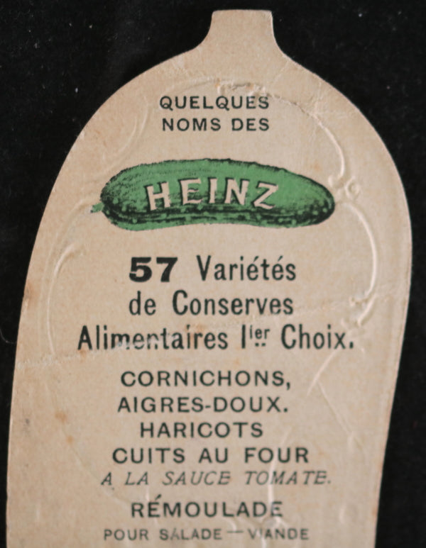 Heinz Pickle trade card France '57 varieties of preserves' c. 1900 Heinz Pickle trade card France '57 varieties of preserves' c. 1900
