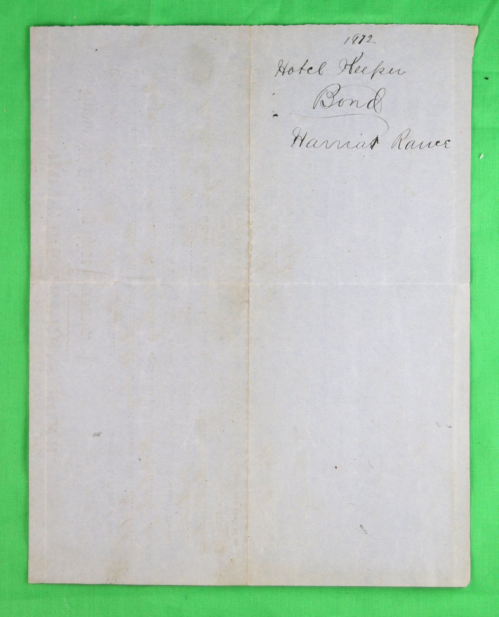 Hotel-Keeper's Bond - Clinton Ont. (1872)