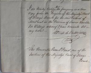 1811 Montreal two documents signed Governor Craig