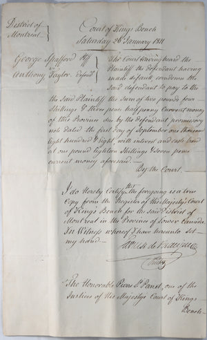 1811 Montreal two documents signed Governor Craig