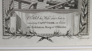 1778 engraving Captain Cook's Second Voyage, meeting Tahitians