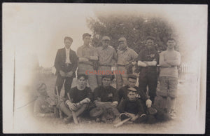 (Red text is an electronic watermark that is not physically part of the photo for sale)Canada photo postcard Oakville Ontario baseball players c.1910