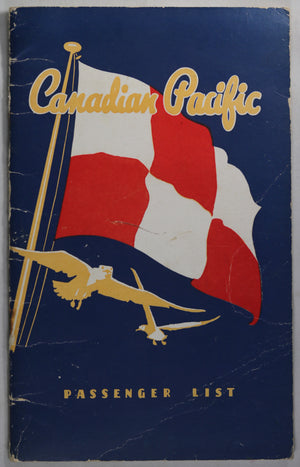 Canadian Pacific Steamship Passenger List - 1948
