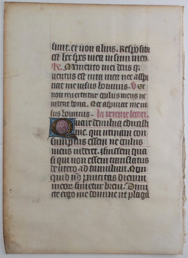 Illuminated vellum page Latin Book of Hours, Northern France c. 1480