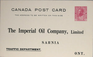Imperial Oil Sarnia Ontario, prepaid postal card c. 1910s