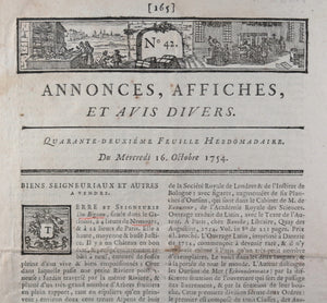 Journal ‘Annonces, Affiches, et Avis Divers’ 16 Oct. 1754 (Paris)