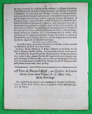 Journal Gazette de Hollande du 19 mars 1689