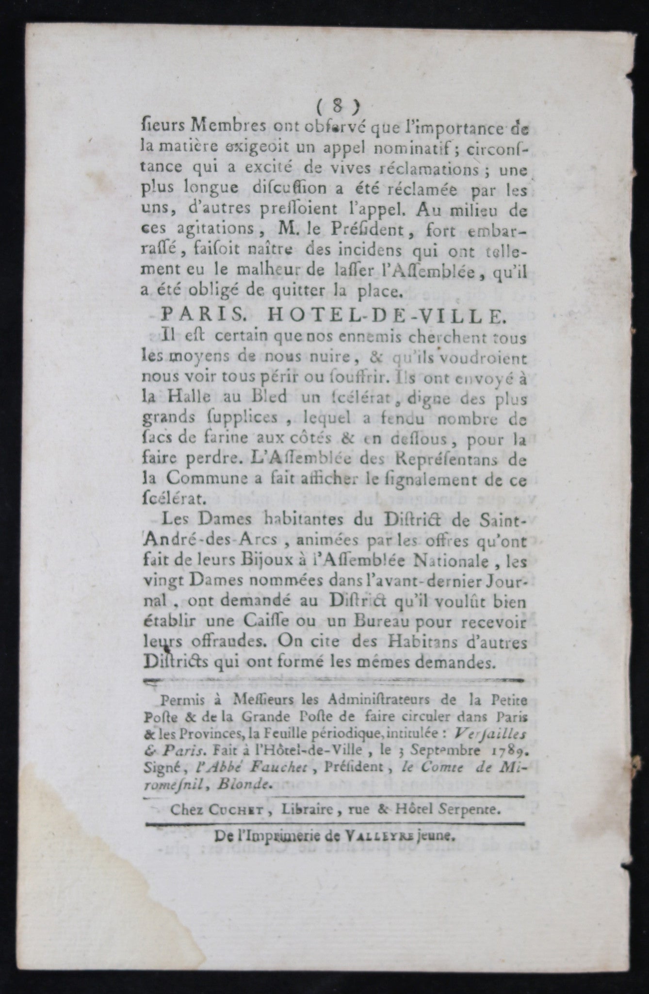 Journal ‘Versailles et Paris‘ No. XL 10 septembre 1789