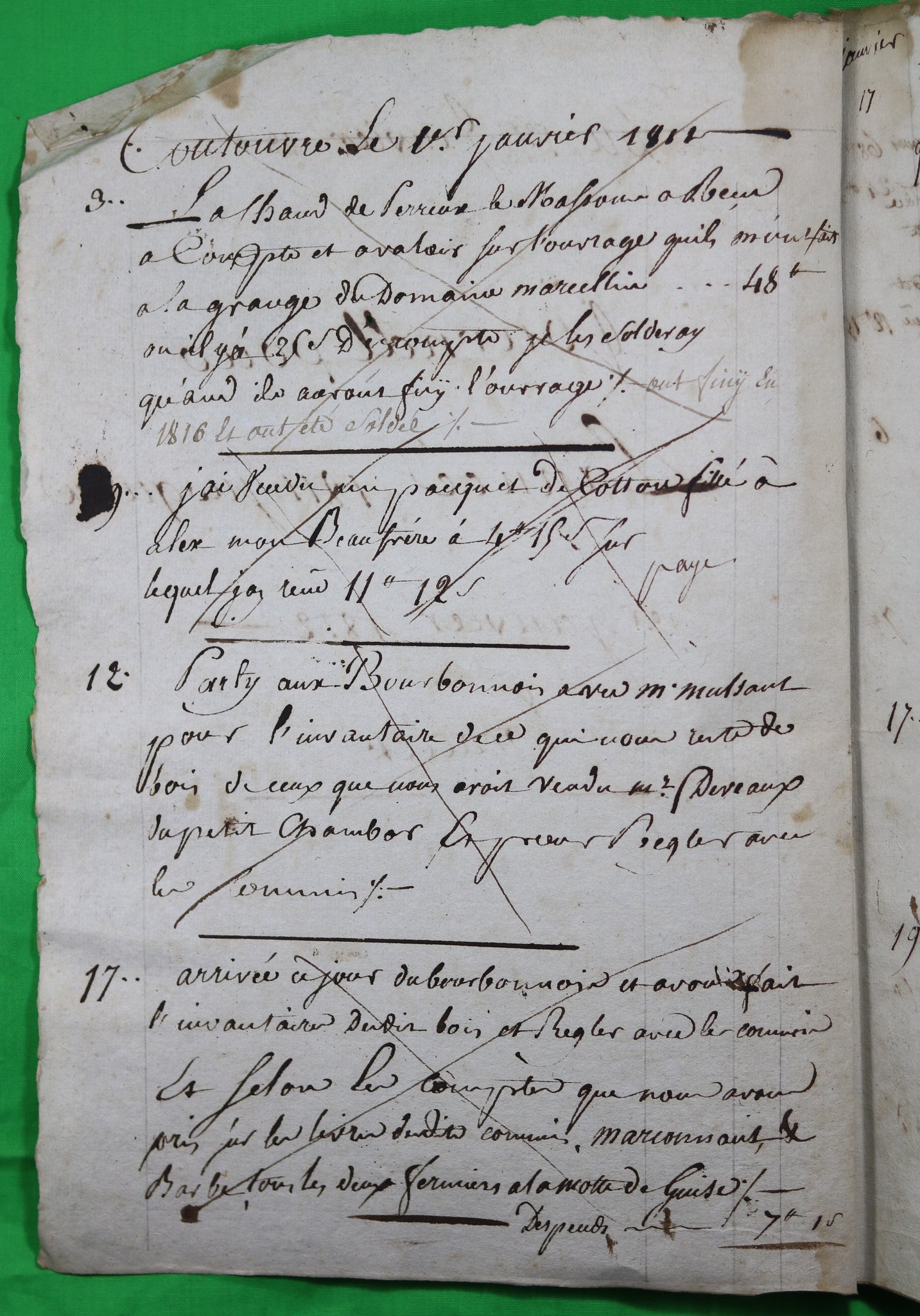 Journal et livre de compte d'un fermier pour 1811, Coutouvre (Loire)