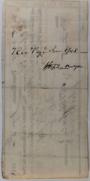 June 5 1848 Allentown PA Lehigh County Poor-House cheque for wash dish