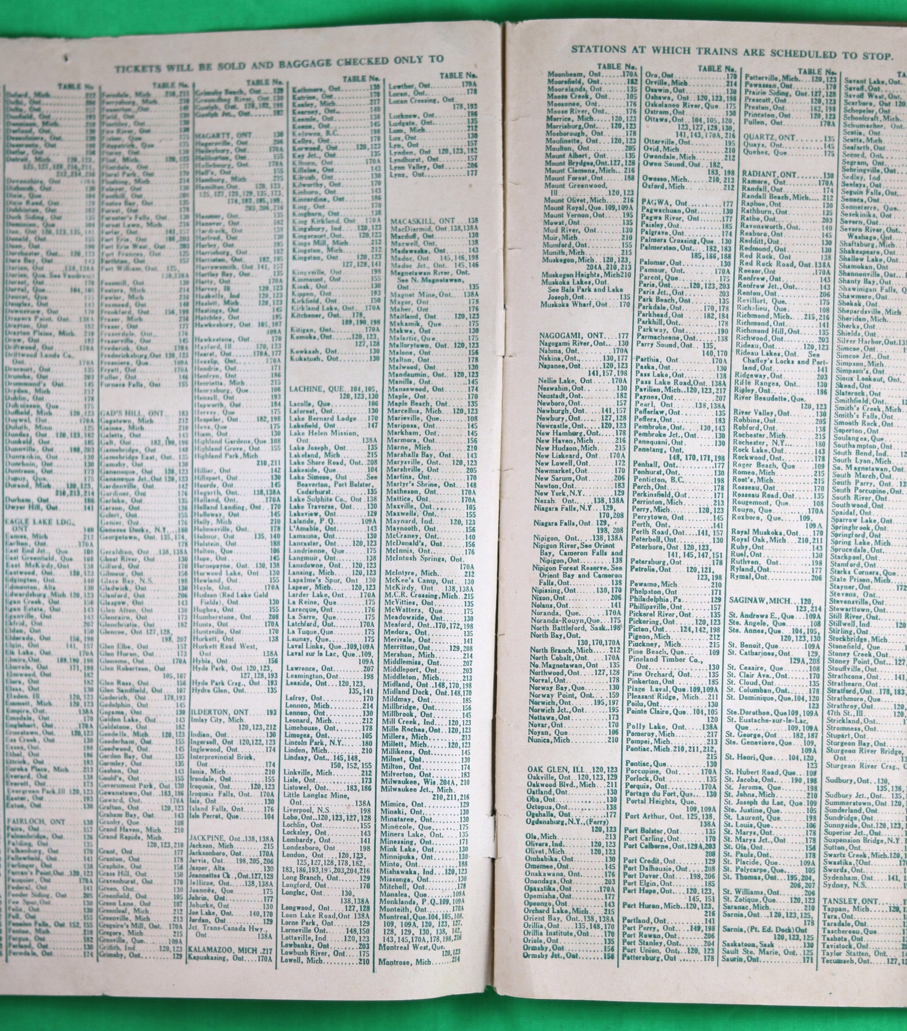 June 22 1947 CN Rail schedule