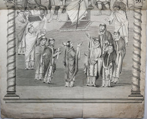 Large engraving of Jesus and his disciples, taken from Bible (17-18th)