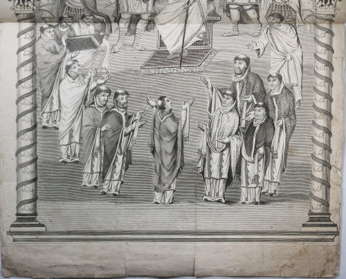 Large engraving of Jesus and his disciples, taken from Bible (17/18th) Large engraving of Jesus and his disciples, taken from Bible (17/18th)
