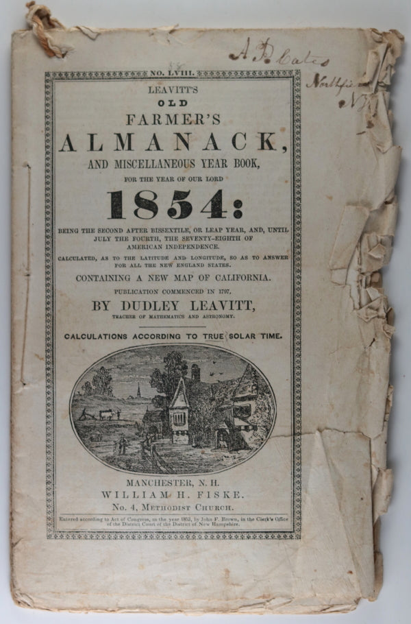 Leavitt's Old Farmer's Almanack - 1854 (USA) (California Map)