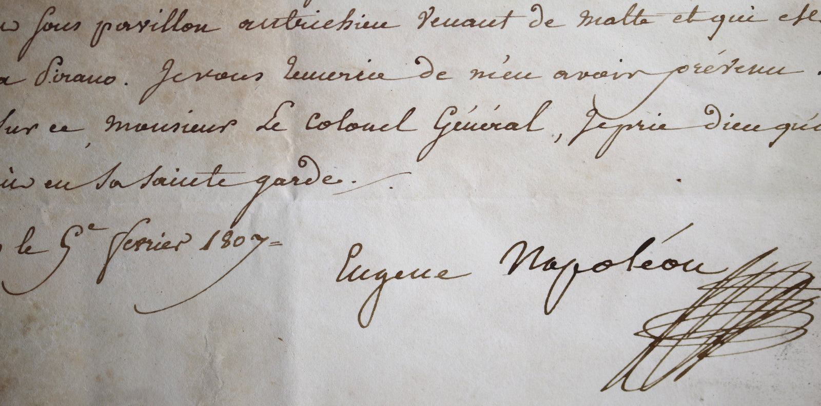 Lettre d'Eugene Napoléon au général d'Hilliers le 5 février 1807
