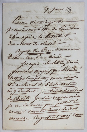 Lettre du 27 juin 1859 sur la bataille de Solférino