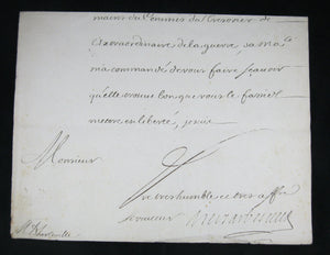 Lettre signé de Le Tellier, marquis de Barbezieux 1696 (Louis XIV)